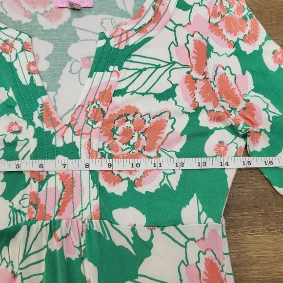 Lilly Pulitzer Twyla Take It Higher Silk Midi Dress Floral Green Pink Size Small - Picture 6 of 11